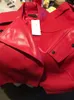 Damesleer Faux FMFSSOM Autumn Women Jacket PU Motorfiets Biker Red Coat Turndown Collar Losse Streetwear Black Punk Outerwear 221111