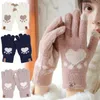 かわいい猫の足の印刷手袋冬の温かいウールタッチスクリーングローブ厚い柔らかいふわふわ編みの女性の女の子のためのミトングローブ