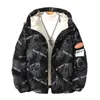 Men's Down 2022 Winter Cotton-Padded Jacket Printed Hooded Overalls Cotton With Thick Warm Waterproof Coats Men