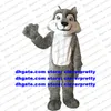 Lang bont hout grijze wolven mascotte kostuum husky hond volwassen stripfiguur karakter pak advertentiecampagne levendige eersteklas ZX2568