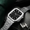 링크 팔찌 스트랩 AP 수정 갑옷 통합 케이스 시계 밴드 나비 걸쇠 스틸 밴드 맞는 iWatch 시리즈 8 7 6 SE 5 4 For Apple Watch 44 45mm 팔찌