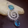 Подвесные ожерелья GemstoneFactory Jewelry Big Promotion Once Unique 925 Silver Special Design Phoenix Blue Topaz Lady Women Ожерелье 226