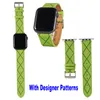 C Designer Mode Läderremmar Klockarmband för Apple Watch Armband 38mm 40mm 41mm 42MM 44mm 45MM iWatch 8 S8 3 4 5 SE 6 7 Band Luxury CC Flower Armband Stripesnds