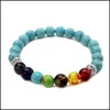 Kaliwowy kamień naturalny Tiger Eye 7 Chakra Bransoletki Banles joga nce koraliki Buddha modlitwa elastyczna bransoletka mężczyzn Kobiety biżuteria dar d prezent d dh9h6