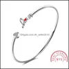 Bangle Bangle Original 925 Pure Sier Love Letter Red Heart Shape Pseiras de Prata Fit For Women Girl Gift of Drop Delivery Jewel BR DH9RH