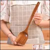 Cucharas de madera Ramen Sopa Cucharas Cocina japonesa Spata Teakwood Freír Arroz Condimento Antiadherente Pan Drop Entrega Hogar Jardín Comedor DHWBS