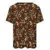 Skjorta skelettmusik s r￶tt blomma tryck avslappnad kort￤rmad kvinnlig cool t-shirt strand tryckt kl￤der plus storlek