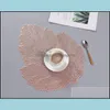 Mats Pads Leaf Shape Table Mats Pvc Hollowing Out Heat Insation Western Food Pads El Prevent Slip Placemat 3 7Bl L1 Drop Delivery Dhlac