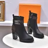 Högkvalitativ klackstövlar Designer Läder Ankel Boot Louiseity Stylish Women Winter Booties Sexig och Warm Viutonity Dhd