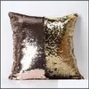 Pillow Case Mermaid Sequins Pillow Case Two Color Splicing Sofa Decoration Cushions Er Home Polychromatic Square Cushion Ers 8 3Js G Dhssp