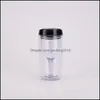 Tumblers 10 Oz Clear Plastic Wine Cup Double Layer Insated Tumbler Juice Cups With Lids Drop Delivery Home Garden Kitchen Dining Bar Dh37G