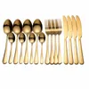 Dinnerware Sets Gold Cutlery Set Stainless Steel Tableware 16 Pieces Fork Spoon Knife Black Kitchen