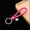 Other Festive Party Supplies Weaving Pu Leather Keychain Simple Style Car Key Pendant Creative Bag Rope Party Promotion Small Gift Dhinq