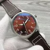 럭셔리 새 남자 시계 자동 기계식 스테인레스 스틸 블랙 가죽 간단한 41MM 야외 남성 손목 시계