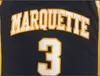 Vintage Dwayne Wade Marquette NCAA Jersey de basquete Jimmy Butler Marquette Golden Jersey