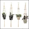 Planters potten bloem hangende mand vintage handgemaakte rame plant pot katoenen touw balkon balkon bloemen hanger decoratie plantenster drop del dhq83