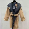 Wool Blends Winterlagen voor vrouwen Outerwaer Trendy Fashion Classic Letter Patroon Women Coats Bathrobe -stijl Aziatische maat