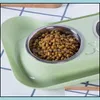 Cat Bowls المغذيات لطيف القطة وعاء Nonslip Pet Bowls الكلب طعام مزدوج الماء مرتفعة مغذية 22 S2 إسقاط التسليم المنزل مستلزمات DHNVH