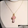 Pendant Necklaces Luxurious Mushroom Carved Stone Gemstones Pendant Charms Wire Wrap Women Healing Crystals Figurine Necklace Jewelr Dhrhv