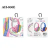 AH-806E H￶rlurar Ny s￶t Rainbow Bluetooth Stereo Headset Insert TF Card Ultra-long Standby Popite Toys for Children Student Diameter Diameter