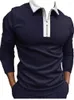 رجال Polos 2022 Fashion Autumn Polo Shirt Zipper Color Match Long Sleeve T-Shirt Men Clothing T for Man