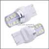 مصابيح السيارة 2PCS 7443 T20 ستوبي فلاش LED BB 2835 12 SMD Blink Sile Shell Chips Cold White Color 580 W21/5W Car Light Drop