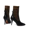 2022 Designer Fendyity Boots Schoenen naakt zwart puntige teen midden hiel lange korte laarzen schoenen jfz