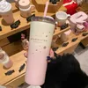 2021 Starbucks Lradient Sakura Mugs Pink White Stail Steel Straw