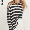 Women's Hoodies Sweatshirts Women High Quality Striped Print Oversize Long Sleeve O Neck Loose Pullovers Female Tops 221111