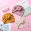 Hoeden meisjes wafel knoop knoop baby ronde bal tulband headwraps winter warme beanie caps voor kinderhoofdbanden