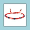 Perlen verstellbare Blue Eye Red Rope Armbänder handgemachte geflochtene Lucky String Charm Armband für Frauen Männer Mode Freundschaft Schmuck Dhuh6