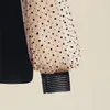 Frauenblusen personalisierte Polka Dot Chiffon Langarm Patchwork Strickhemd Frauen 2022 Spring Lady Chic Top Bow Ständer Kragen