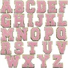 Uppfattningar Chenille Letter -lappar med guldglitter syr på varsity Initial Patch White Iron på Alphabet -applikationer för lagdräktdekoration 8cm