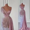 Lila Neuankömmling Abendkleid für Damen, ärmellos, Applikationen, Pailletten, eine Schulter, rückenfrei, bodenlang, formelles Kleid, Satin, Seitenschlitz, Übergröße, Abschlussballkleid, maßgeschneidert