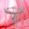 Anklets JJFOUCS Bling Crystal Tennis Chain Dragon Anklet For Women Fashion Charm Animal Foot Rhinestone Jewelry
