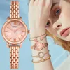 Montres-bracelets montre minimaliste pour femmes de luxe dames or Rose cadran en marbre montre-Bracelet à Quartz Bracelet ensemble Relogio Feminino