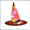 Party Hats Halloween Led Flashing Hats Adt Performance Witch Hat Party Decoration Bandage Cap Fashion Props Prom Supplies 4 5Cy D2 D Dhbz0