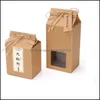 Emballage cadeau Boîte d'emballage de thé Carton Papier kraft Plié Stockage de conteneurs de noix pour aliments Debout Sacs d'emballage Emballage cadeau Drop Delivery Dhxdq