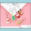 Nyckelringar nya söta lilla björn snömän Santa Ellk Keychain Soft Sile Chrismas Tree Key Chain Keyrings For Bag Car Jewelry Accessorie Dhebu