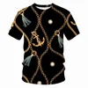 Men's T Shirts 2022 Summer Men T-shirt Sumptuous Shirt Chain Short Sleeve Striped O-Neck Tops Tees Funny 3D Printed Streetwear