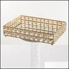 Christmas Decorations 1Pcs Square Crystal Tray Cosmetics Storage Pallet Snacks Plate Fruit Container Home Wedding Decoration Drop De Dh2Uq