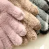 Cinq doigts gants tricotés hiver chaud épais écran fourrure mitaines solides pour téléphone portable tablette Pad femmes cachemire laine gant 221111