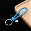 Other Festive Party Supplies Weaving Pu Leather Keychain Simple Style Car Key Pendant Creative Bag Rope Party Promotion Small Gift Dhinq