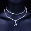 26 -literowy Początkowy wisiorek Naszyjnik Choker dla kobiet Oświadczenie Bling Crystal Alphabet Naszyjnik Biżuteria 273T