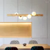 Chandeliers Modern Glass Ball Chandelier Creative Simple Wood Lighting Nordic Bedroom Home Interior Deco Design Light