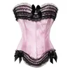 Taille buik Shaper sexy satijnen kant overlay corset bustier overbust burlesque corselet top bodyshaper lingerie showgirl party kostuum plus maat 221019