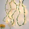 Strängar 20/50/100Led Artificial Ivy Leaf String Light Battery Operated Green Maple Fairy Decoration Fake Plant Vine Garland