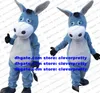 Blue Donkey Mascot Costume Adult Cartoon Character Outfit Suit Marketplace Hypermarket Pedagogisk utställning ZX1666