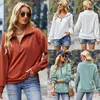 Sweats à capuche pour femmes GAOVOT Automne Hiver Sportd Sweatershirts 2022 Femmes Couleur Unie Manches Longues Fermeture Éclair Épissage Hauts Décontractés Pour Femme