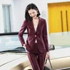 Pantalon de deux pièces Femmes 2022 Spring Fashion Satin sets Female Office Uniforme Ol Blazer Dames Slim pantalon Work Wear Suits Y220